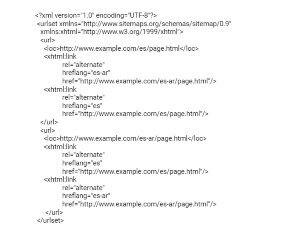 XML 站点地图中的 hreflang 标签